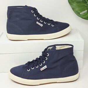 Superga High Top Sneakers Mens 10.5 Navy Canvas COTU S003J40 Cream Foxing Trim